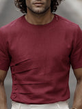 Stylish Shoulder Zipper Pleated Design T-Shirt