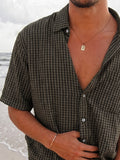 Classic Casual Plaid Short Sleeve Shirt with Pocket