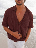 Classic Casual Plaid Short Sleeve Shirt with Pocket