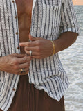 Vacation Casual Cutout Textured Shirt