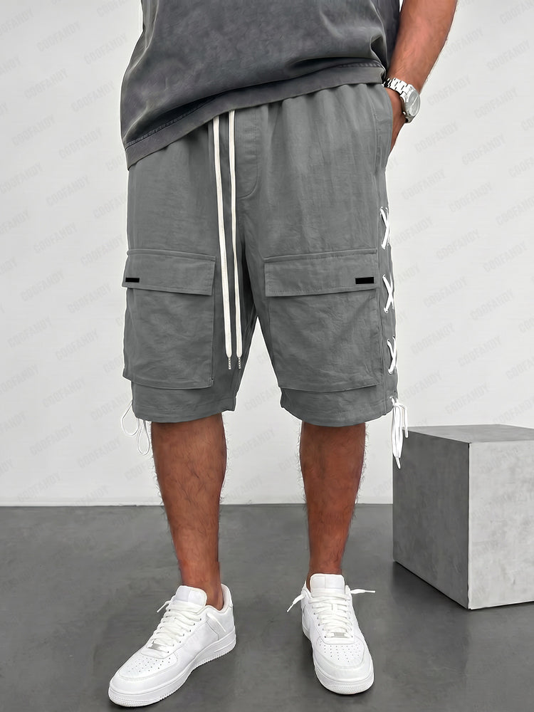 String Design Shorts Men's Unique Contrast String 100% Cotton Cargo Shorts – COOFANDY
