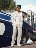 Casual Vacation Style Long Sleeve Shirt Pants Set
