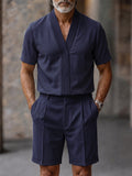 Smart Casual V-Neck Top and Shorts Set