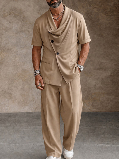 COOFANDY Men???¨º?¨¨s Casual Two-Piece Set ??¡§?C Draped Short Sleeve ...
