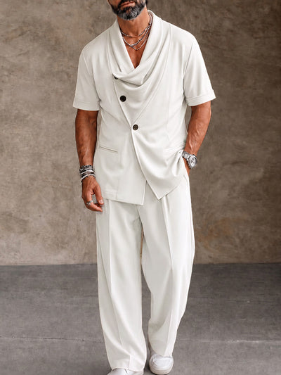 COOFANDY Men???¨º?¨¨s Casual Two-Piece Set ??¡§?C Draped Short Sleeve ...