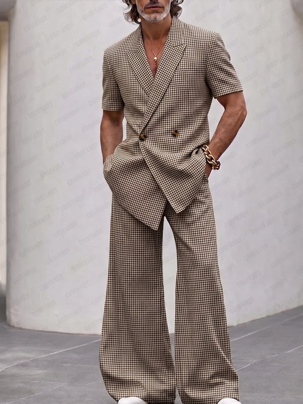 Vintage Smart Casual Plaid Matching Set
