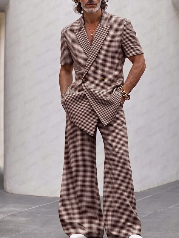 Vintage Smart Casual Plaid Matching Set