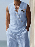 Vacation Casual Printed Tank Top and Pants Set