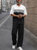 Casual Loose Color Block T-shirt Pants Set