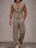 Modern Houndstooth Plaid Suit Vest and Pants Set