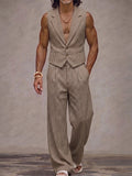Modern Plaid Suit Vest and Pants Set