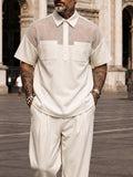 Urban Casual Contrast Color Polo Pants Set