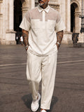 Urban Casual Contrast Color Polo Pants Set