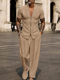 Modern Minimalist Short Sleeve Shirt Pants Set