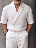 Smart Casual Pleated Short Sleeve Blazer Shorts Set