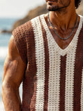 Casual Contrast Crochet Knit Tank Top