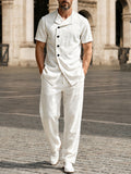 Casual Button Design 100% Cotton Shirt Set