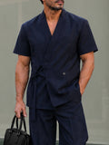 Urban Casual Tie-Front Suit Shirt Pants Set