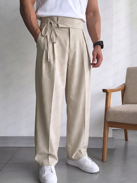 COOFANDY Men's Drawstring Pleated Pants – Relaxed Wide-Leg Casual
