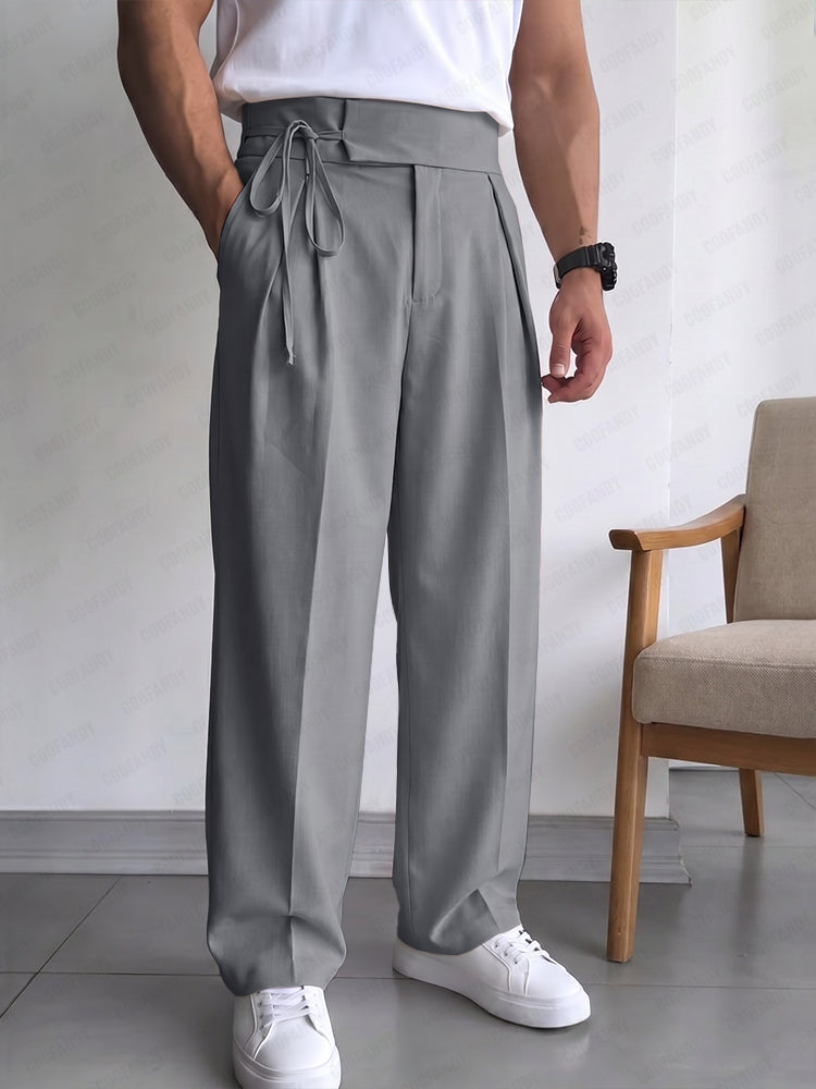 COOFANDY Men's Drawstring Pleated Pants – Relaxed Wide-Leg Casual