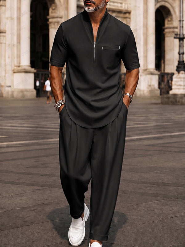 Modern Minimalist Short Sleeve Shirt Pants Set