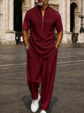 Modern Minimalist Short Sleeve Shirt Pants Set