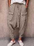 Casual Plaid Drop Crotch Harem Pants