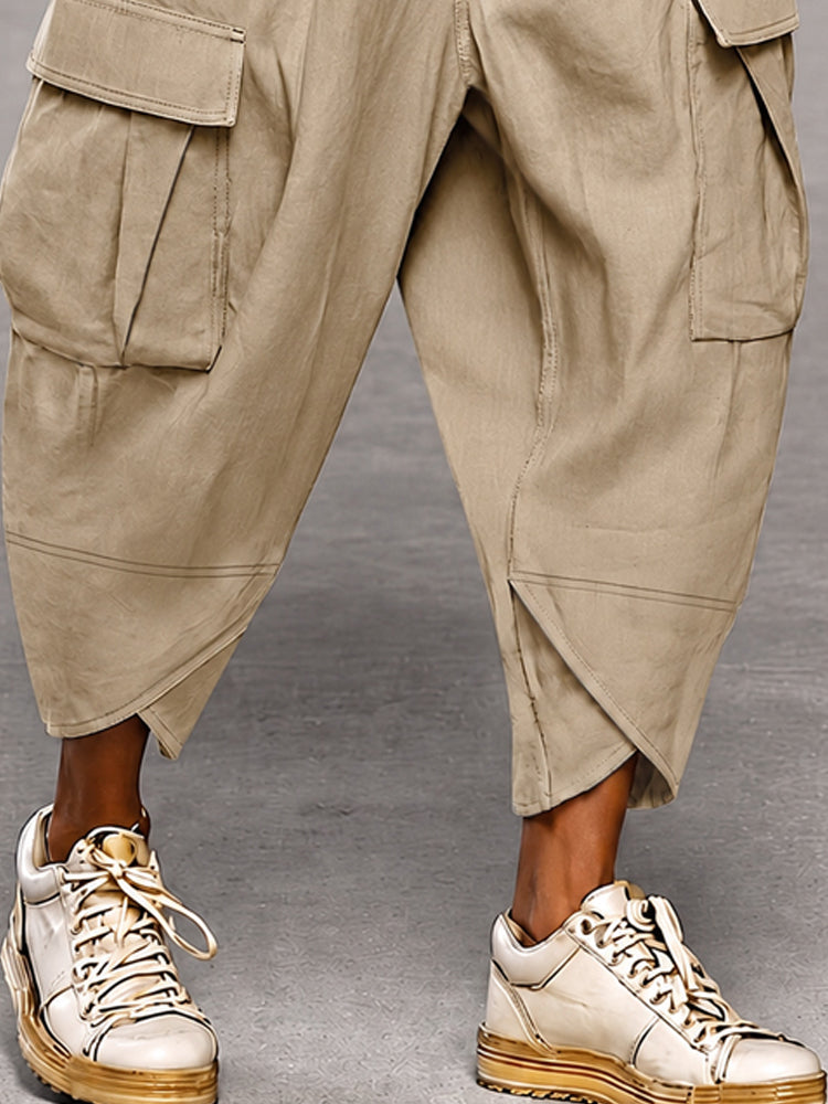 COOFANDY Men?¡¥s Cargo Harem Pants ¡§C Button Fly Relaxed