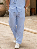 Casual Vertical Stripe Textured Shirt Pants Set