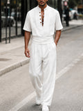 Modern Minimalist Half Placket Shirt Pants Set