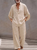 Minimalist 100% Cotton Batwing Sleeve Top and Pants Set
