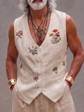 Summer Floral Embroidered Cotton Vest