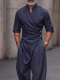 Urban Casual Button-Front Wrap Shirt Pants Set