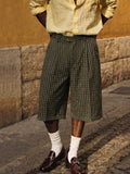 Classic Vintage Puckered Texture Plaid Shorts