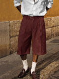 Classic Vintage Puckered Texture Plaid Shorts