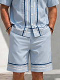 Vacation Summer Stripe Shirt Shorts Set