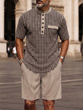 Stylish Houndstooth Check Print Matching Set