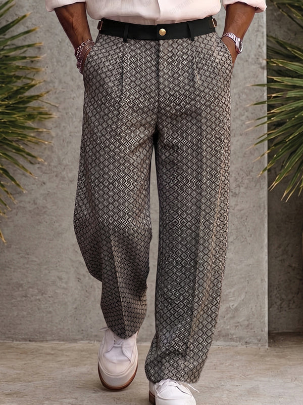 Smart Casual Geometric Print Suit Pants