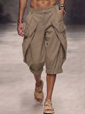 Casual Pinstripe Rolled Hem Cargo Shorts