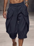 Casual Pinstripe Rolled Hem Cargo Shorts