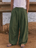 Comfy Loose Fit Wide-Leg Cotton Lantern Pants