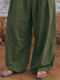 Comfy Loose Fit Wide-Leg Cotton Lantern Pants