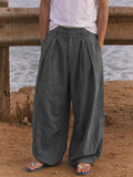 Comfy Loose Fit Wide-Leg Cotton Lantern Pants