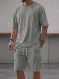 Athleisure Zipper Accent T-Shirt Shorts Set