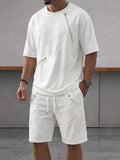 Athleisure Zipper Accent T-Shirt Shorts Set