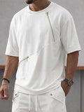 Athleisure Zipper Accent T-Shirt Shorts Set