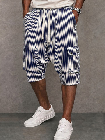 OOFANDY Men's Striped Harem Shorts – Drawstring Cargo Pocket