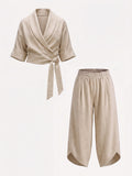 Urban Minimalist 100% Cotton Tie-Up Shirt Set