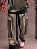 Casual Loose Printed V-Neck Top and Pants Set