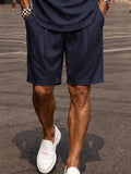 Elegant Contrast Trim Polo Shirt Shorts Set